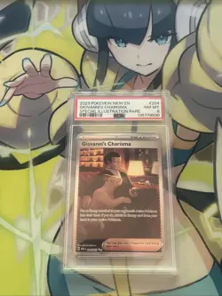 Pokemon TCG Giovanni's Charisma Full Art Trainer Card 204/165 PSA 8 NM-MT - Image 1