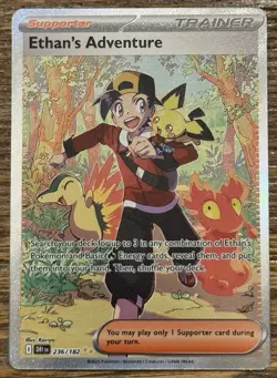 Pokemon TCG Destined Rivals Ethan's Adventure 236/182 Special Illustration Rare - Image 1