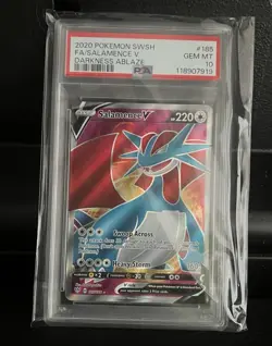 Pokemon TCG -Salamence V 185/189 Darkness Ablaze - Full Art 2020 PSA 10 Gem Mint - Image 1