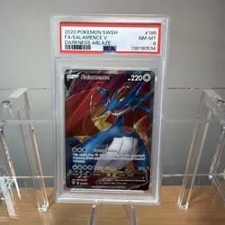 2020 POKEMON SWORD & SHIELD DARKNESS ABLAZE #185 FULL ART/SALAMENCE V PSA 8 - Image 2