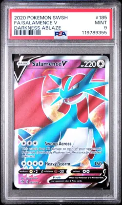 2020 POKEMON SWORD & SHIELD DARKNESS ABLAZE 185 FULL ART SALAMENCE V PSA 9 - Image 1
