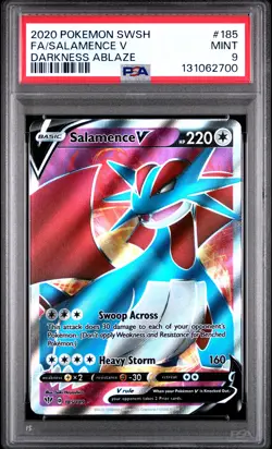 2020 POKEMON SWORD & SHIELD DARKNESS ABLAZE #185 FULL ART/SALAMENCE V PSA 9 - Image 1