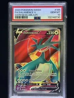 PSA 10 Full Art Salamence V #185 2020 SWSH Darkness Ablaze Pokemon TCG - Image 1