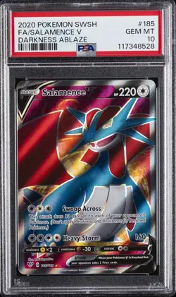 2020 POKEMON SWORD & SHIELD DARKNESS ABLAZE #185 FULL ART/SALAMENCE V PSA 10 - Image 1