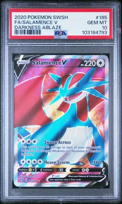 2020 POKEMON SWORD & SHIELD DARKNESS ABLAZE #185 FULL ART/SALAMENCE V PSA 10 - Image 1