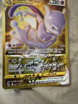 Pokemon Go Mewtwo VSTAR Gold Secret Rare Card 086/078 Jay Goede Signed JSA - Image 2
