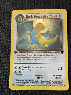 NM! 1st Edition Dark Dragonite (5/82) Team Rocket Set Holo Pokemon Card! - Image 1
