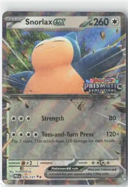 Snorlax ex (Prismatic Evolution Stamped) RR Misc Cards & Products 076/131 NM - Image 1