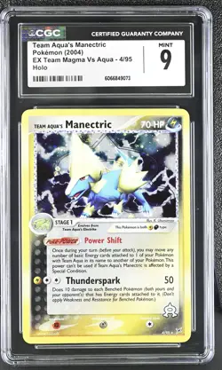 CGC 9 MINT Team Aqua's Manectric EX Team Magma Vs Aqua 4/95 Holo Pokemon Card - Image 1