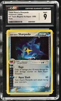 CGC 9 MINT Team Aqua's Sharpedo EX Team Magma Vs Aqua 5/95 Holo Pokemon Card - Image 1
