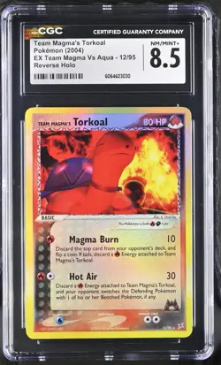CGC 8.5 Team Magma's Torkoal EX Team Magma Vs Aqua 12/95 Reverse Holo Pokemon - Image 1