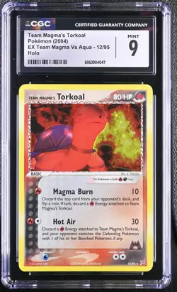 CGC 9 MINT Team Magma's Torkoal EX Team Magma Vs Aqua 12/95 Holo Pokemon - Image 1