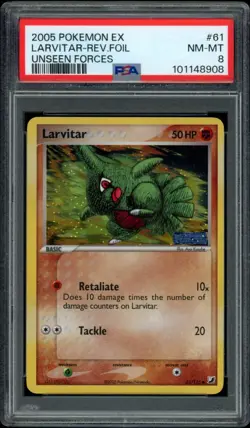 Pokemon Larvitar EX Unseen Forces Reverse Holo #61 PSA 8 - Image 1