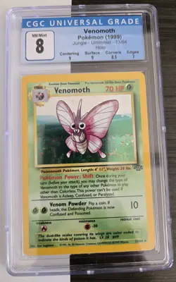 Pokemon 1999 Jungle Unlimited Venomoth 13/64 CGC 8 Near Mint - Image 1