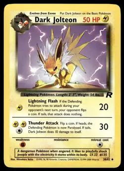 Pokemon TCG Team Rocket #38/82 Dark Jolteon LP+ - Image 1