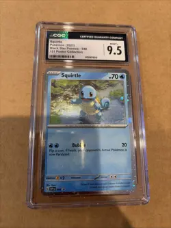 CGC 9.5 MINT + Squirtle SVP048 Black Star Promo Cosmos Holo Pokemon TCG 1 Swirl - Image 1