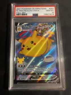 PSA 10 FLYING PIKACHU VMAX 007 POKEMON CELEBRATIONS FULL ART GEM MINT - Image 1
