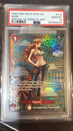 Bandai One Piece CCG Nami OP01-016 Awakening New Era Foil SP Alt Art PSA 10 - Image 1