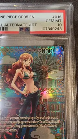 Bandai One Piece CCG Nami OP01-016 Awakening New Era Foil SP Alt Art PSA 10 - Image 4