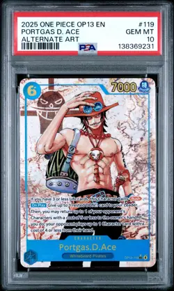 2025 ONE PIECE OP13 119 CARRYING ON HIS WILL PORTGAS D ACE SEC ALT ART PSA 10 - Image 1