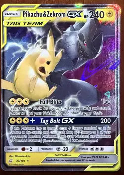 The Pokemon Company Pikachu & Zekrom GX 33/181 Team Up Holo Ultra Rare 240HP - Image 1