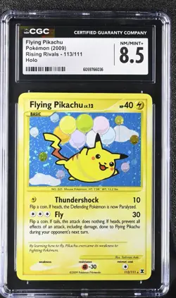 CGC 8.5 Flying Pikachu 113/111 Secret Rare Holo Rising Rivals Pokemon Card 2009 - Image 1