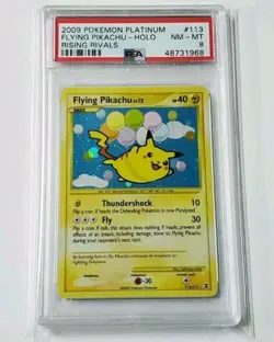 Flying Pikachu Holo PSA 8 Nm-Mt Rising Rivals Secret Rare 113/111 Pokemon Card - Image 1
