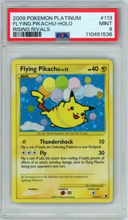 2009 POKEMON PLATINUM RISING RIVALS #113 FLYING PIKACHU HOLO PSA 9 - Image 1