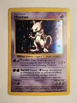 Pokemon TCG Mewtwo Base Set 10/102 Holo Unlimited Holo Rare MP Wotc Shadowless - Image 1