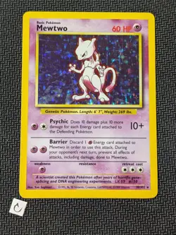 Mewtwo 10/102 - Base Set Holo Unlimited Holo Rare Pokemon TCG MP - Image 1
