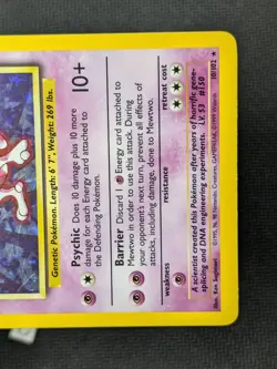 Mewtwo 10/102 - Base Set Holo Unlimited Holo Rare Pokemon TCG MP - Image 5