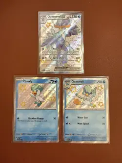 Quaxly 082 Quaxwell 083 Quaquaval ex 084 Paldean Fates Shiny NM Pokemon TCG Set - Image 1