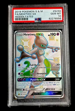 PSA 10 Mewtwo GX SV59/SV94 Hidden Fates Shiny Vault Holo Card - Image 1