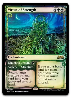 Virtue of Strength (Showcase) #284 (Foil) (NM) Wilds of Eldraine WOE Magic MTG - Image 1