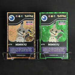 Mimikyu (778) 2024 Pokemon Pokedex Black Gold Heart Holo and Green Cracked Ice - Image 1