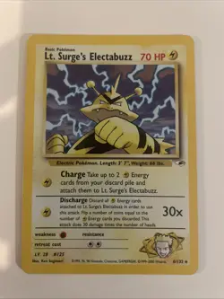 Pokemon TCG Lt. Surge's Electabuzz Gym Heroes 6/132 Holo Unlimited Rare - Image 1