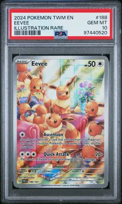 2024 POKEMON TWM EN-TWILIGHT MASQUERADE ILLUSTRATION RARE #188 EEVEE PSA 10 - Image 1