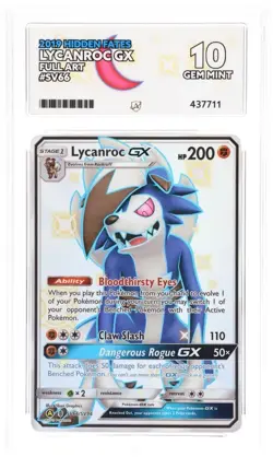 Pokemon TCG Lycanroc GX SV66/SV94 Hidden Fates Ace 10 Perfect Subgrades - Image 1
