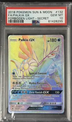 2018 POKEMON SUN & MOON FORBIDDEN LIGHT FA/PALKIA GX#132 SECRET PSA 10 - Image 1