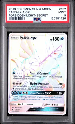 2018 POKEMON SUN & MOON FORBIDDEN LIGHT SECRET #132 FULL ART/PALKIA GX PSA 9 - Image 1