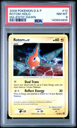2008 POKEMON DIAMOND & PEARL MAJESTIC DAWN #13 ROTOM-HOLO PSA 8 - Image 1