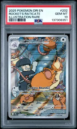 2025 POKEMON DESTINED RIVALS 202 TEAM ROCKET'S RATICATE ILLUSTRATION RARE PSA 10 - Image 1