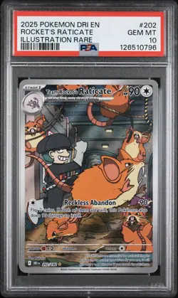2025 POKEMON DESTINED RIVALS ILLUSTRATION RARE TEAM ROCKET'S RATICATE PSA 10 - Image 1