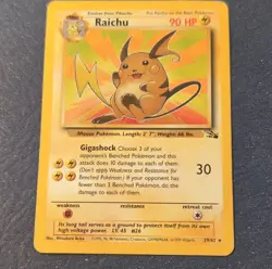 Pokemon Raichu Fossil Unlimited Rare English Pokemon TCG Card #29/62 1999 - Image 1
