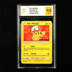 TQG 9.5 MINT+ 2017 Pokemon ENG Ash's Pikachu SM109 Promo - Image 1
