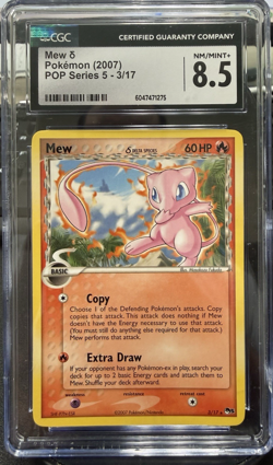 2007 POKEMON POP SERIES 5 MEW #3 RARE CGC 8.5 - Image 1