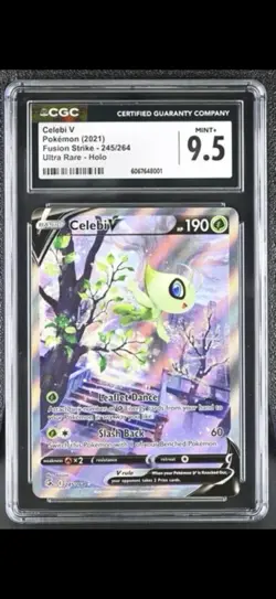 Pokemon GRADED 2021 Celebi V 245/264 Fusion Strike Ultra Rare Holo M+ 9.5 CGC - Image 1