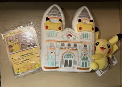 Pokemon x Natural History Museum Pikachu Jumbo Promo Card And Plush - Image 1