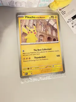 Pokemon x Natural History Museum Pikachu Jumbo Promo Card And Plush - Image 2