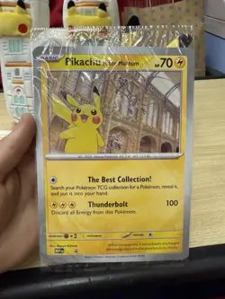Pokemon x Natural History Museum Pikachu Jumbo Promo Card And Plush - Image 2